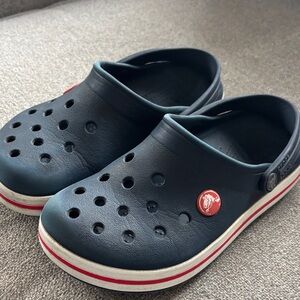 CROCS Kids Dark Blue Clogs with Red Trim